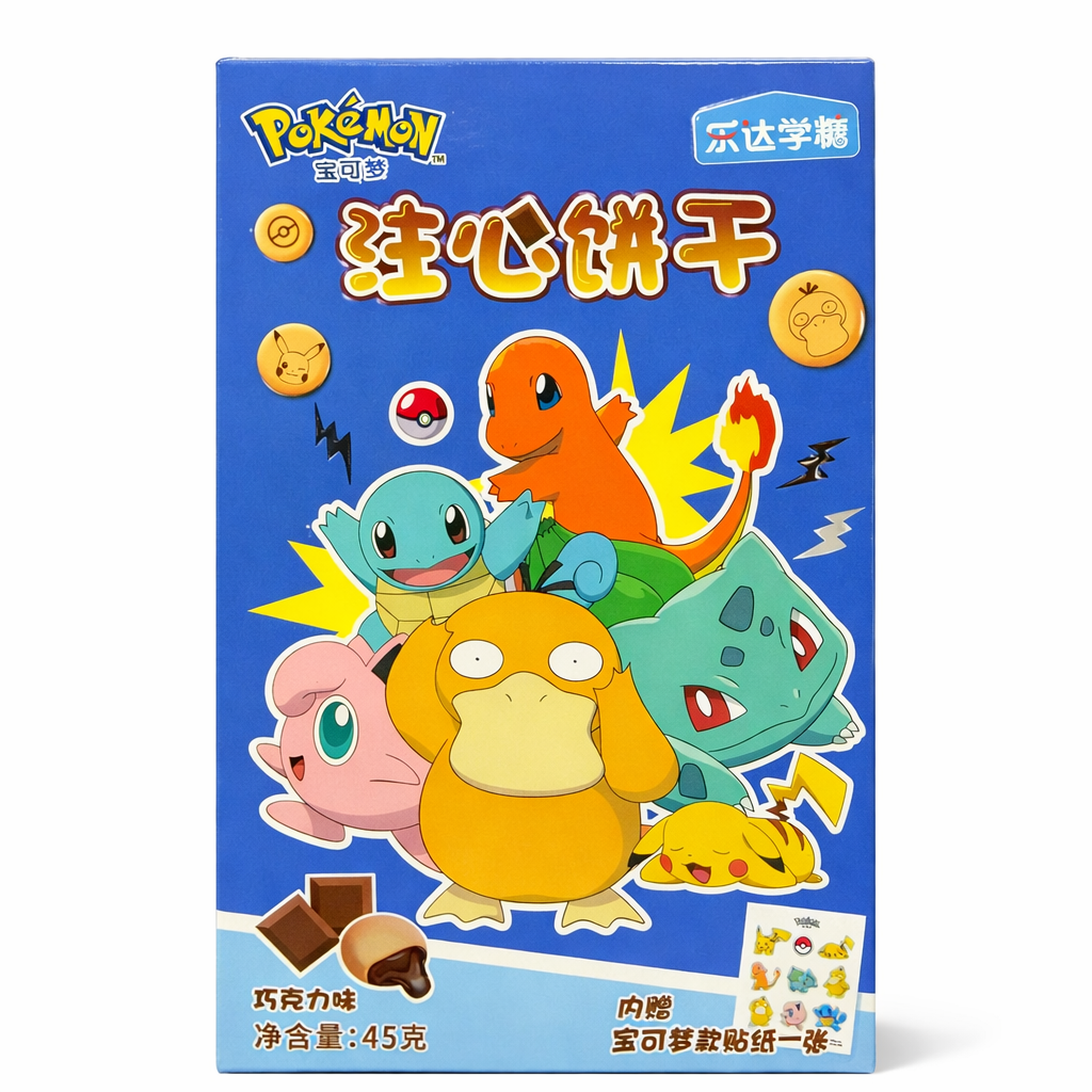 Biscotti Pokémon al Cioccolato 45g – Snack con Sticker a Sorpresa