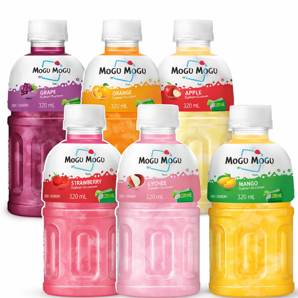 Mogu Mogu Drink con Nata de Coco 320ml – Bevanda alla Frutta con Pezzetti di Cocco (Gusti Assortiti)