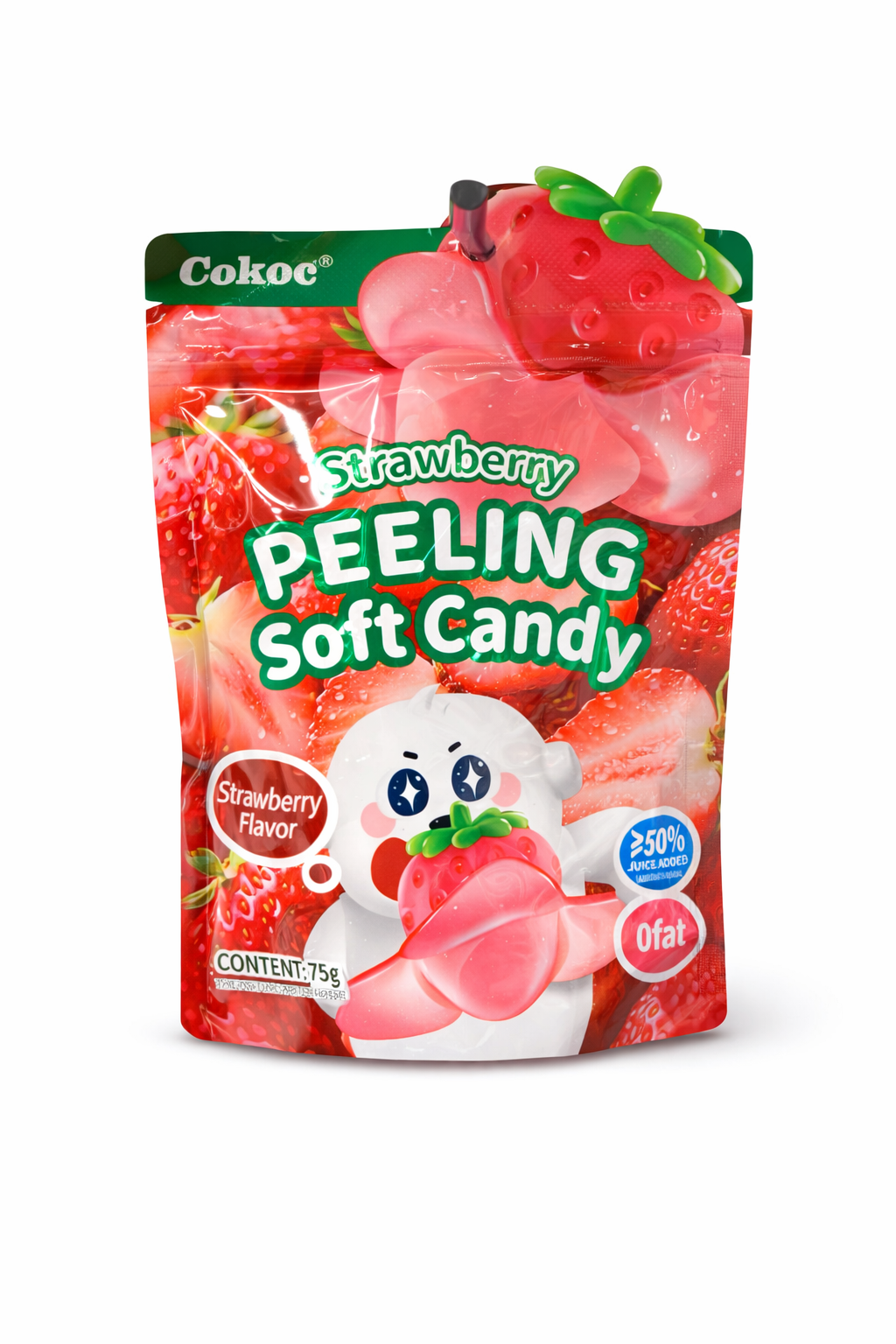 Cokoc Strawberry Peeling Soft Candy 75g – Caramelle Gommose alla Fragola Effetto “Peeling”