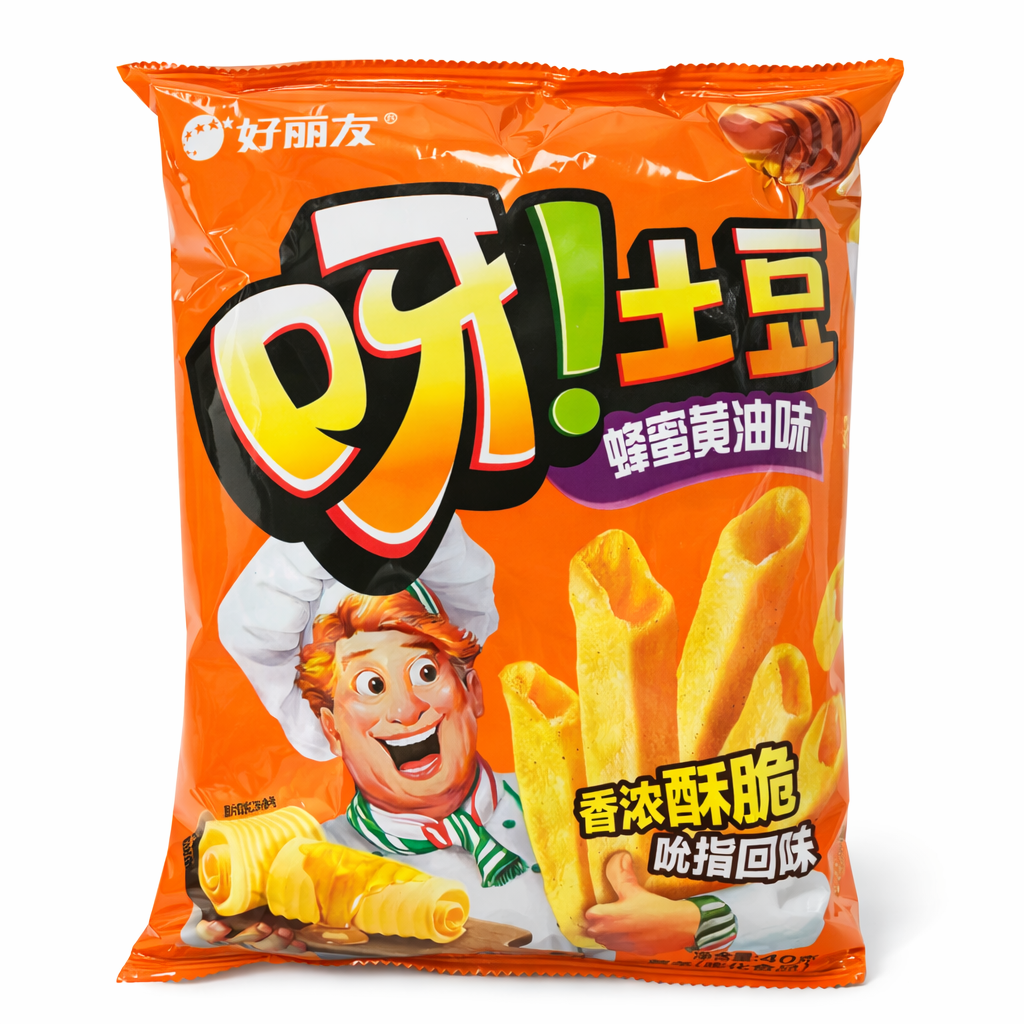 chips croccanti tubolari gusto burro – snack asiatico 40g