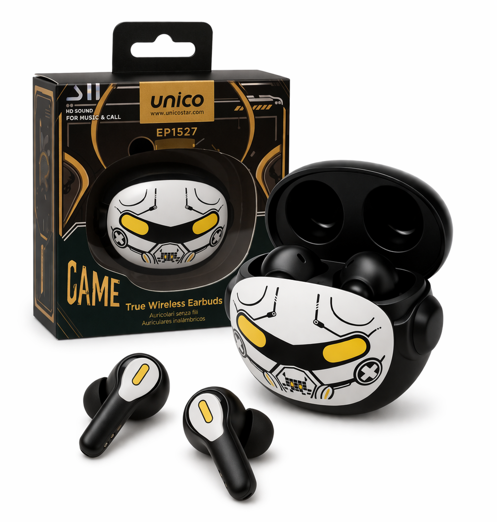Cuffie Wireless Bluetooth Design Robot – Auricolari con Custodia Ricarica