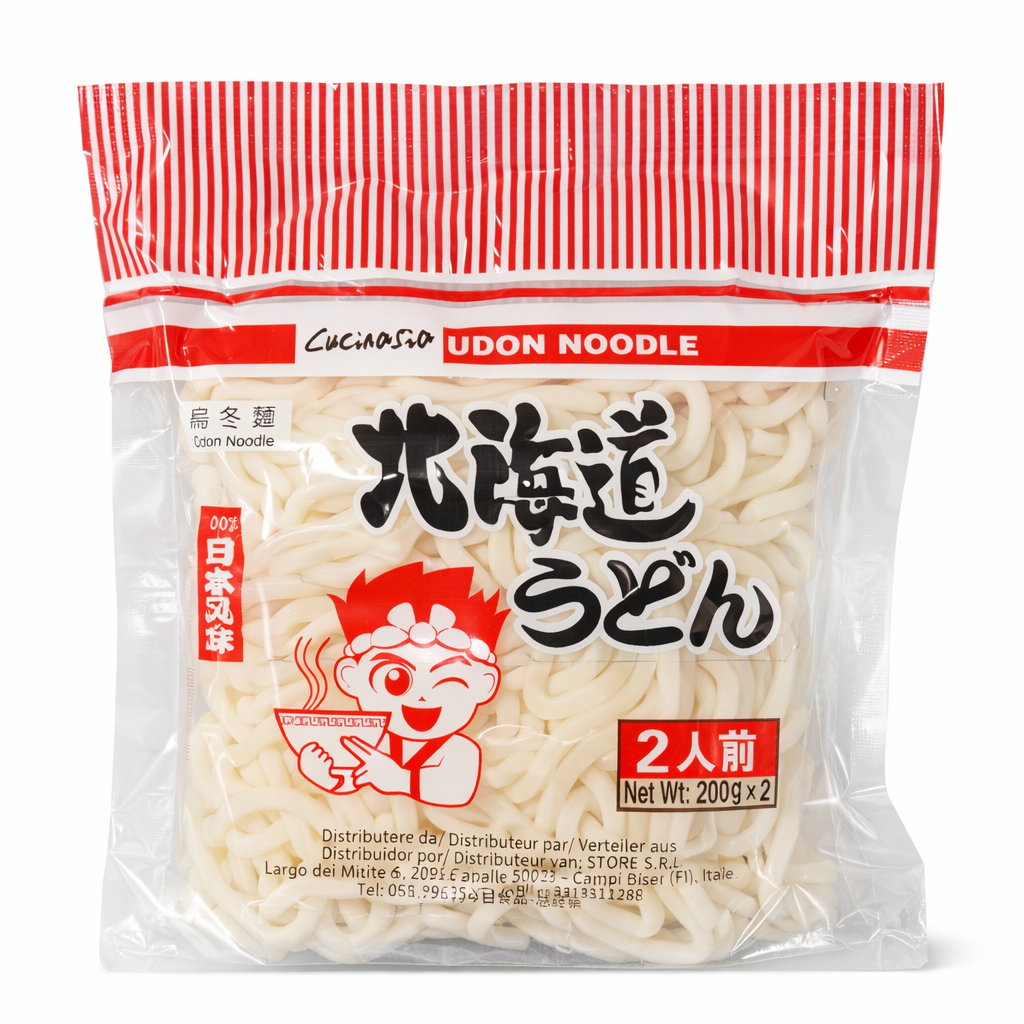 Udon Noodles 400g (2 Porzioni) – Noodles Giapponesi Spessi per Zuppe e Wok