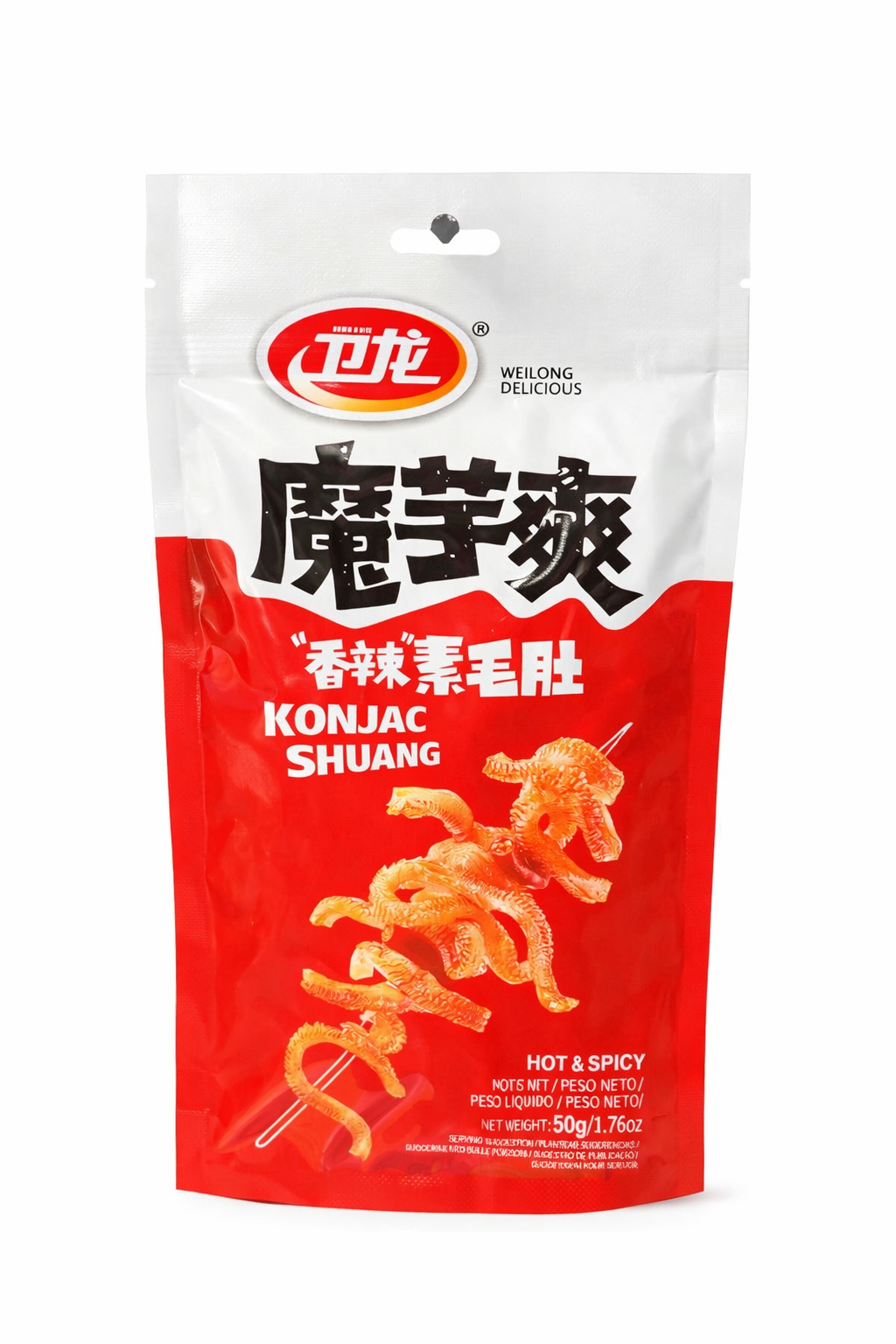 Weilong Konjac Shuang Hot & Spicy 50g – Snack Piccante Asiatico a Base di Konjac
