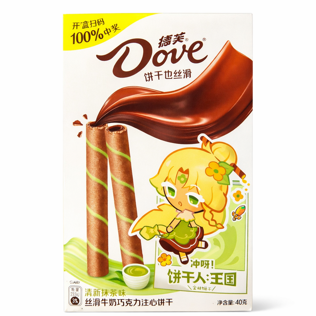 Wafer Rolls Dove Matcha & Cioccolato 40g – Biscotti Ripieni Croccanti