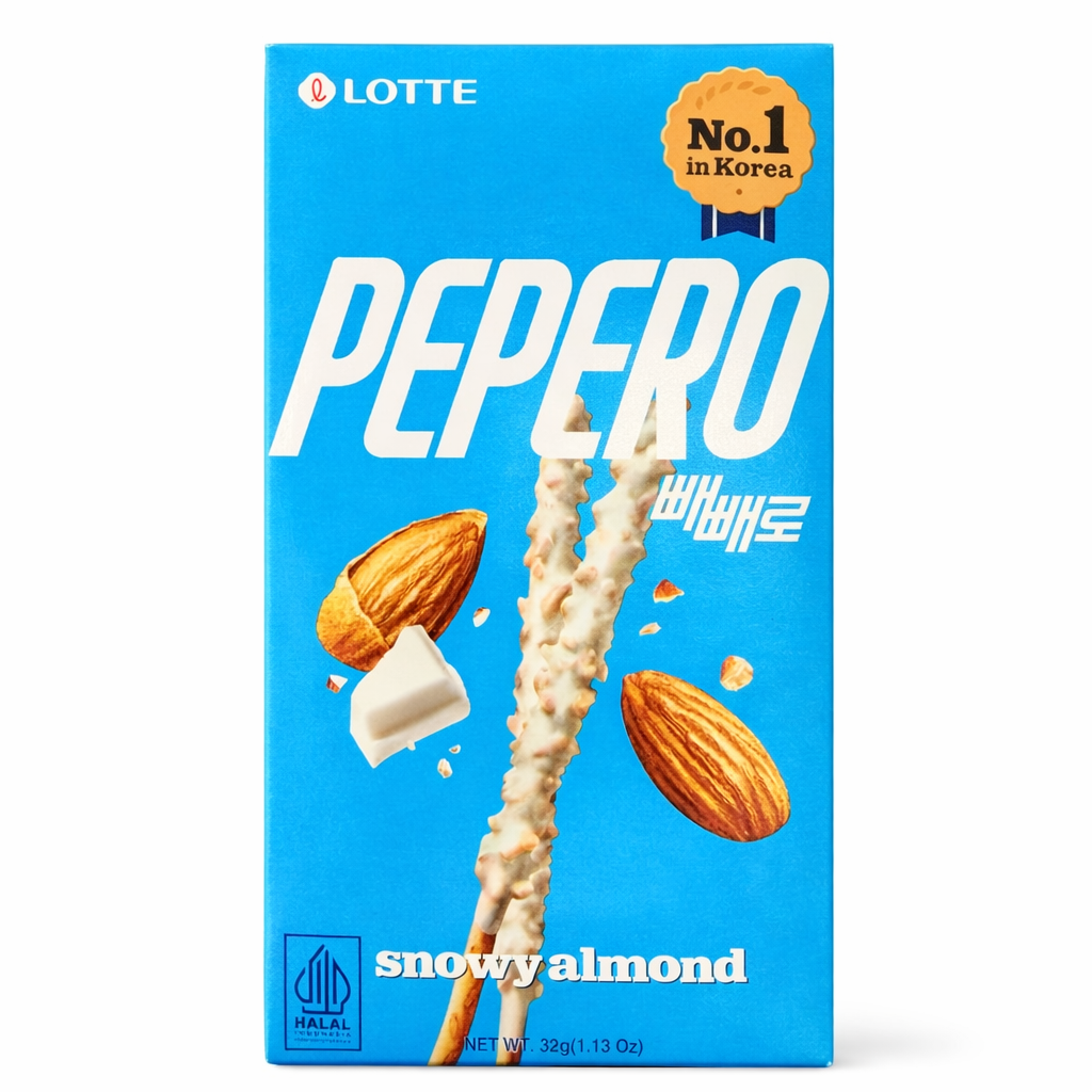 Pepero Snowy Almond 32g – Bastoncini Ricoperti al Cioccolato Bianco e Mandorle