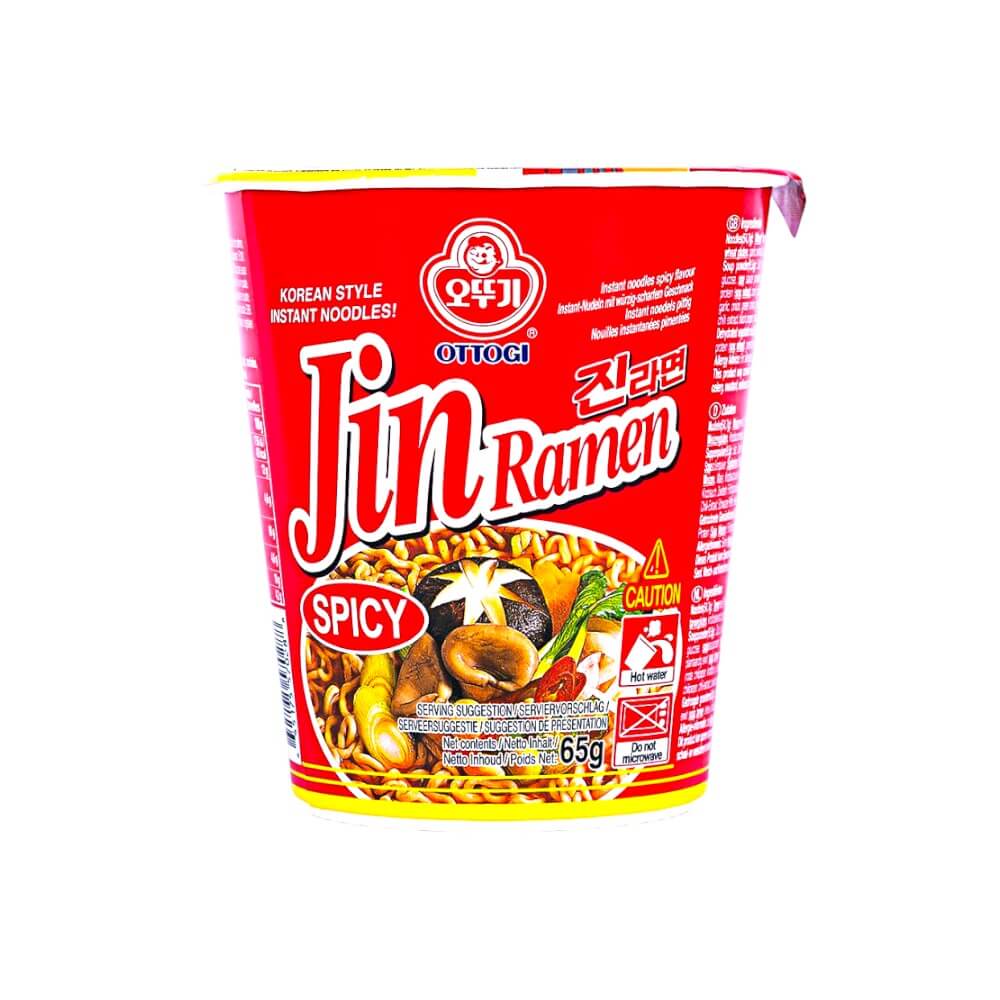 Ottogi Jin Ramen Spicy Cup 65g – Ramen Coreano Piccante in Bicchiere